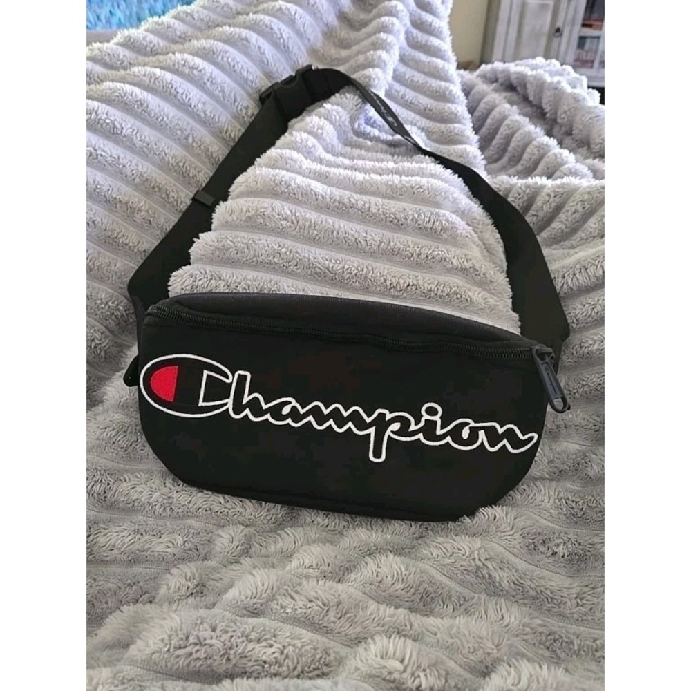Champion Black Sling Bag Fanny Pack Embroidered